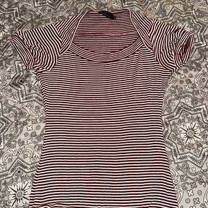The Limited Red and White Striped Short Sleeve Top